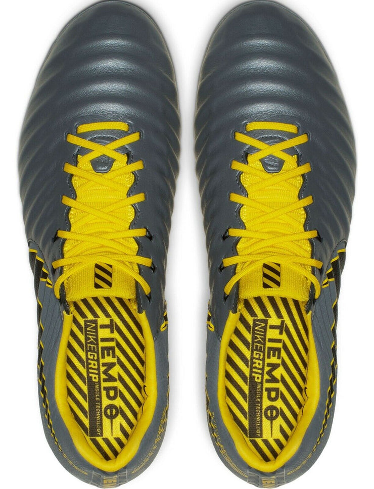 Nike Legend 7 Elite Tiempo FG Soccer Cleats AH7238-008 Grey Yellow Black