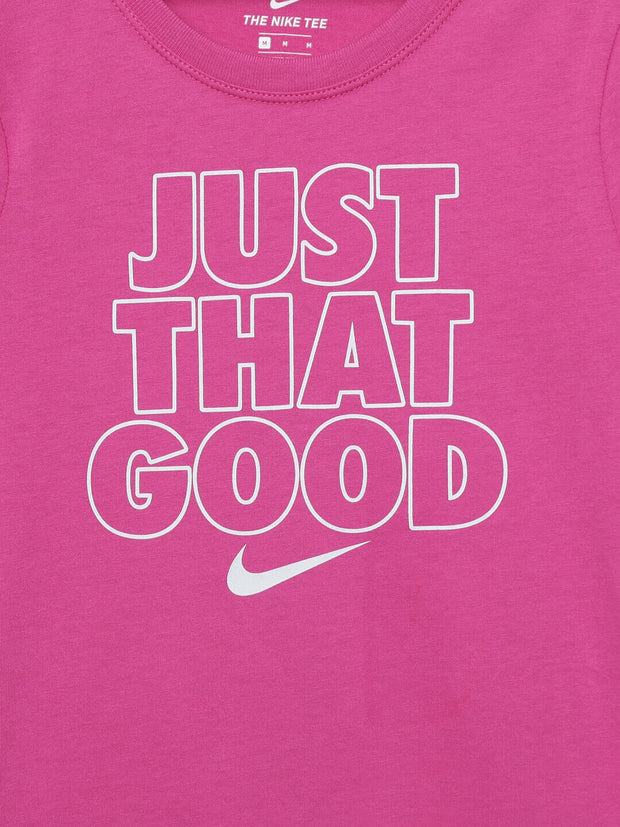 Nike Girls T Shirt JUST THAT GOOD SWOOSH PINK AJ7857 621