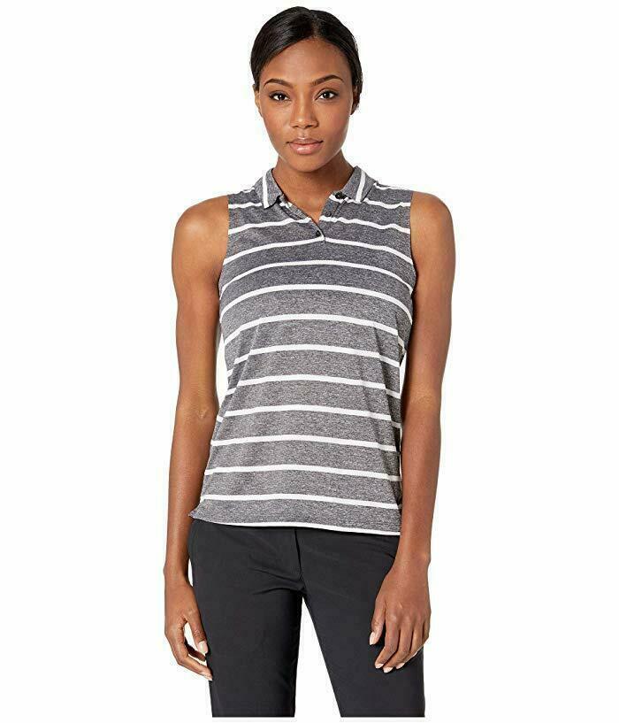 Nike Ladies Dri-Fit Sleeveless Striped Polo AJ8669 010 Multiple Sizes