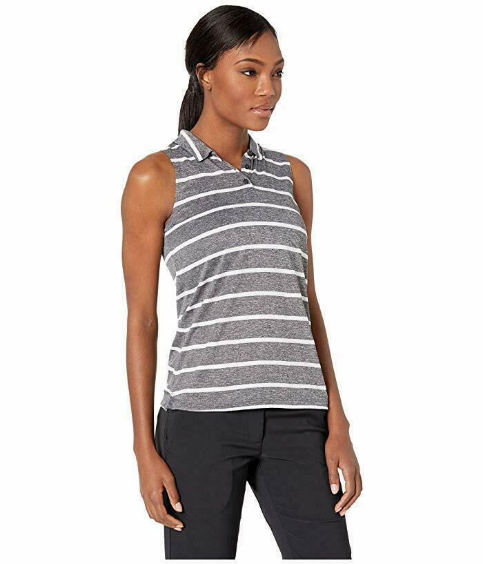 Nike Ladies Dri-Fit Sleeveless Striped Polo AJ8669 010 Multiple Sizes