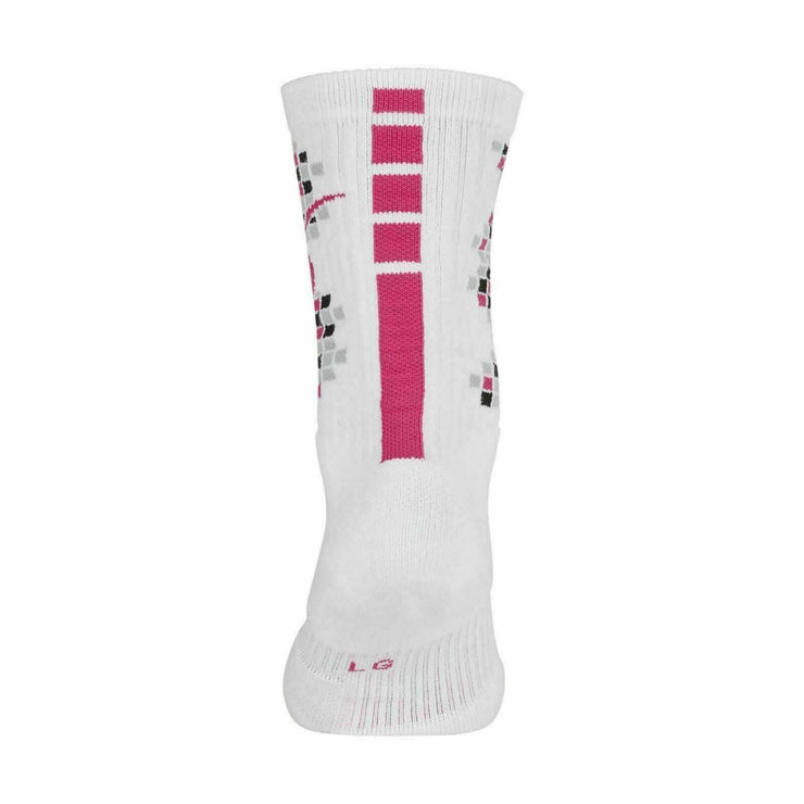 Nike Elite Basketball Dri-Fit Crew Socks SX7621-100 White Vivid Pink Kay Yow