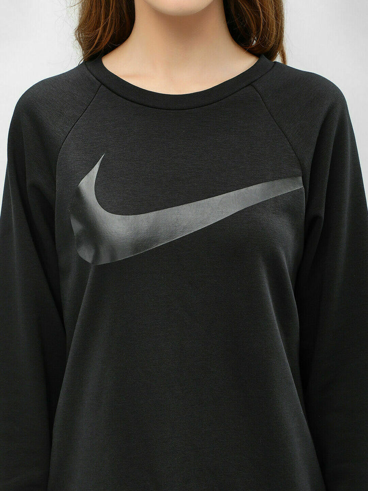 Nike Women's Dry Big Swoosh Black Crew Sweatshirt CD8797-010 Size XS-L Loose Fit