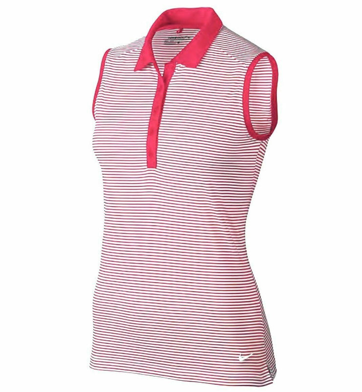 Nike Women's Dri-FIT Victory Stripe Sleeveless Golf Shirt Siren Red 725600 653