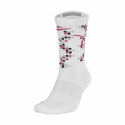 Nike Elite Basketball Dri-Fit Crew Socks SX7621-100 White Vivid Pink Kay Yow