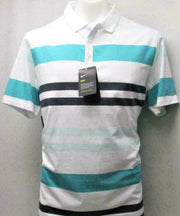 Nike Golf Mens Dri-Fit Striped Player Polo Shirt White/Grey/Aqua AV4172 New