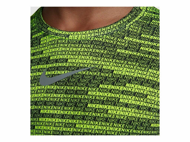 Nike Pro Warm Boys' Black/Volt AOP LS Training Crew Top (AQ5709-702)