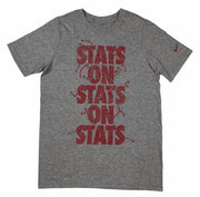 Nike Boys Stats-On-Stats-On-Stats Swoosh Graphic Cotton Shirt White/Grey New