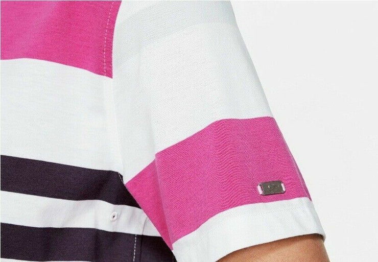 Nike Golf Mens Dri-Fit Striped Player Polo Shirt White/Pink AV4172 New