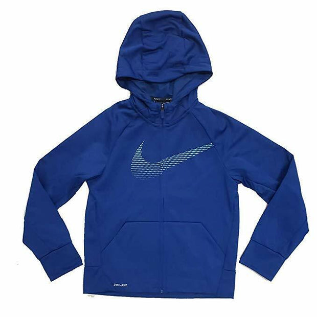 Nike Therma Boy's Dri-Fit Full Zip Training Hoodie Blue AQ5713 431