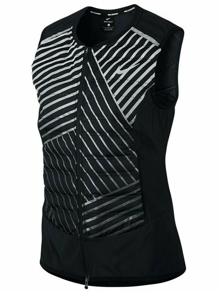 Nike Womens Aeroloft Flash Packable Down Running Vest Black/Reflective New