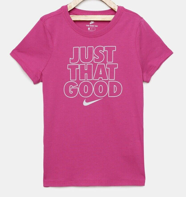 Nike Girls T Shirt JUST THAT GOOD SWOOSH PINK AJ7857 621