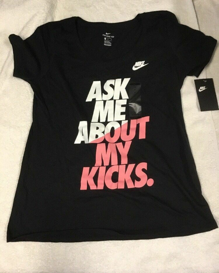 NIKE WOMEN'S ASK ME ABOUT MY KICKS GRAPHIC TEE BQ1935-010