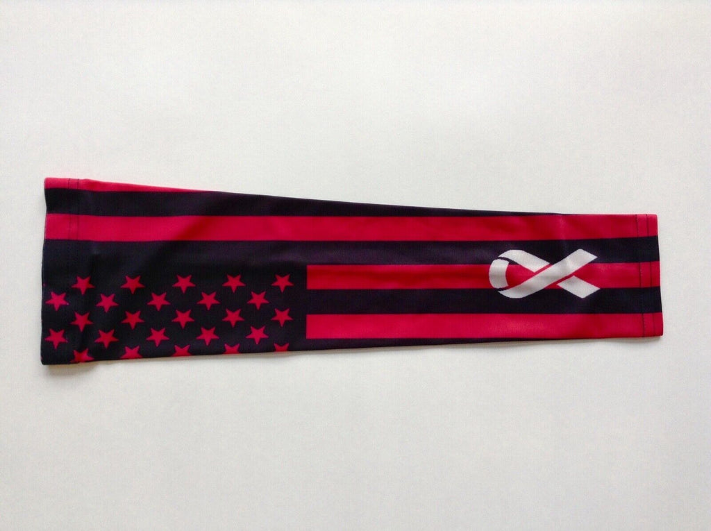 Pink Ribbon Flag Cancer Ribbon Compression Baseball Football Arm Sleeve