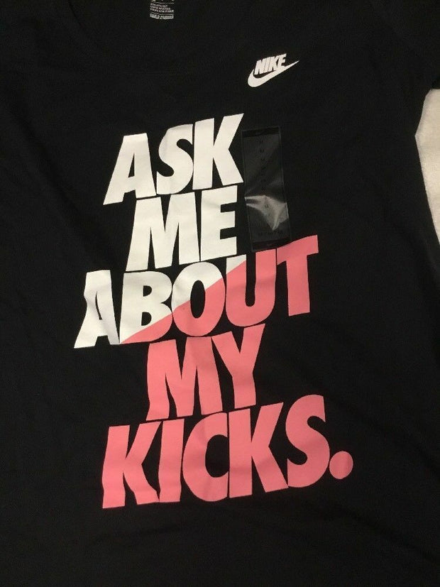 NIKE WOMEN'S ASK ME ABOUT MY KICKS GRAPHIC TEE BQ1935-010