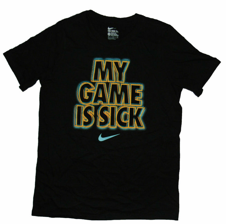 Nike Boy's Graphic T Shirt My Game is Sick Medium Cotton Black AJ7816