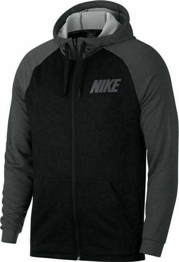 Nike Dry Men's Black/Grey Full-Zip Training Hoodie CD7692-010 Sizes S-XXL