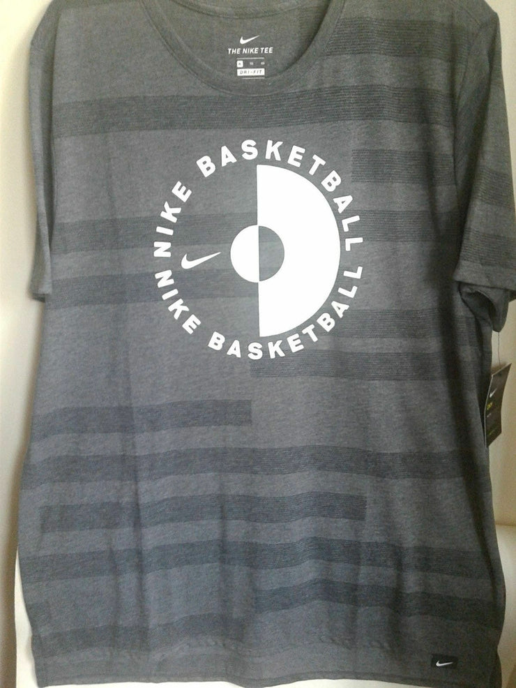 NIKE DRY BASKETBALL GRAPHIC DARK GREY/WHITE T SHIRT 883343-071