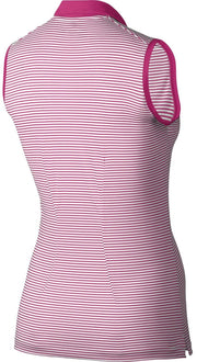 Nike Ladies Dri-Fit Sleeveless Stripe Polo Lethal Pink 725600 635