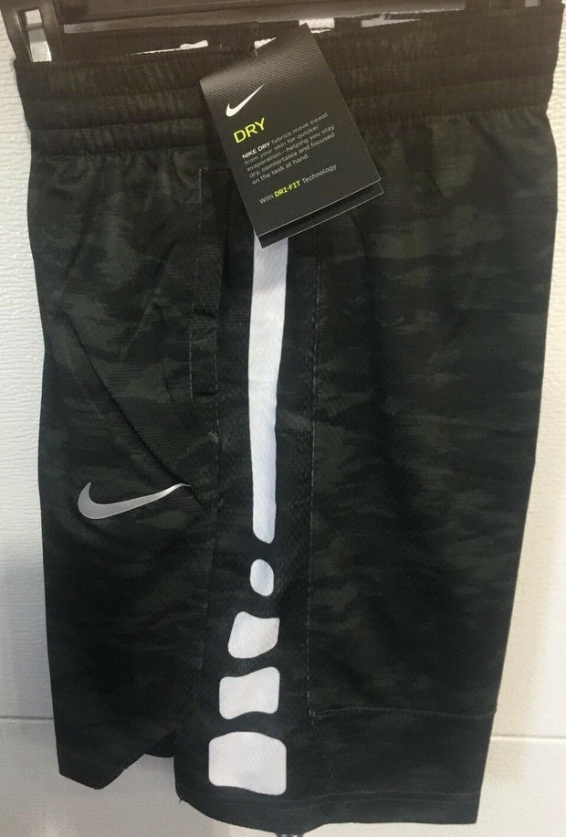 Nike Boys Dri-Fit Elite Striped Basketball Shorts w/Pockets Black New