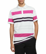 Nike Golf Mens Dri-Fit Striped Player Polo Shirt White/Pink AV4172 New